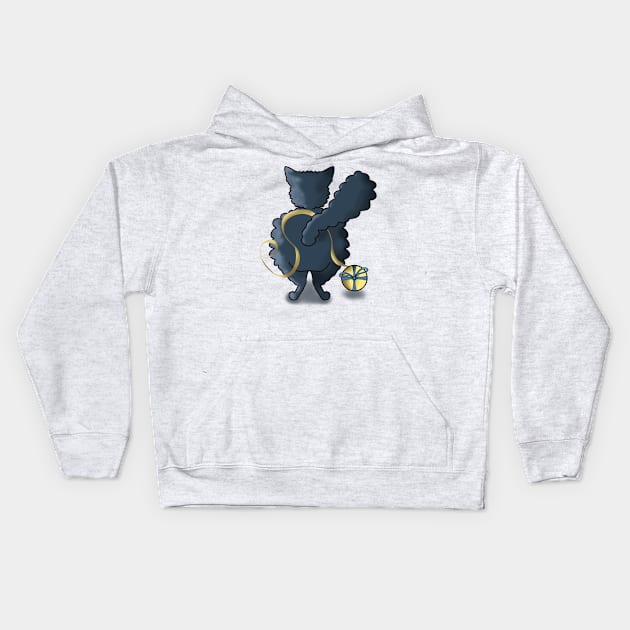 Walking Cat With String Kids Hoodie by Jennggaa